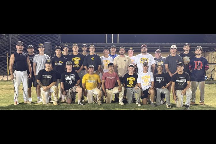 2026 TUPELO BASEBALL ALUMNI GAME WAS HUGE SUCCESS! Players from the night are pictured above: Back Row L-R: Seth Foreman, Dustin Romines, Joseph Daniels, Ryder Johnson, Braylen Weller, Dax Young, Davin Weller, Brody Airington, Eli Sliger, Twan Yellowfish, Cameron Mann, Thomas Cannon, Andy Bray, Chris Guffey, Brody Horton, Bentley Bills, Luke Foreman. Front Row L-R: Taecyn Meek, Levi Guffey, Kane Wilkerson, Jagger Crites, Remington Guffey, Ben Daniels, Josh Meek and Colt Bastible.