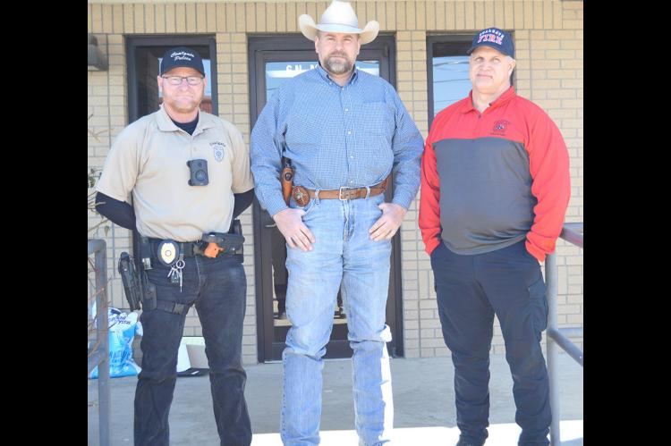 Coalgate Chief of Police Chris Clymer, Coal County Sheriff Jason Smith, Coalgate Fire Chief Aaron Blue.