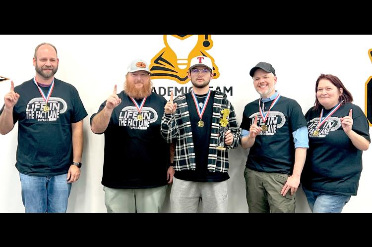 TUPELO ACADEMIC TEAM HELD THEIR ANNUAL ADULT INVITATIONAL ACADEMIC TOURNAMENT. 1st place going to Head Coach Senior Luke Foreman and his team, Greg Davidson, Everett Pickens, Rusty Pickens and Karmen Holman.