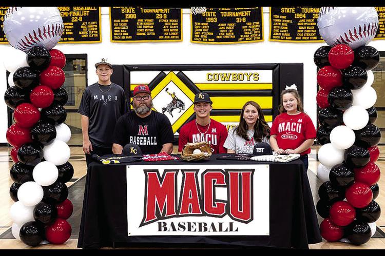 KIOWA HIGH SCHOOL SENIOR,  CASH CLIFFT,  HAS SIGNED HIS LETTER OF INTENT TO PLAY BASEBALL AT MID AMERICA CHRISTIAN UNIVERSITY (MACU) IN OKLAHOMA CITY WHILE CONTINUING HIS EDUCATION