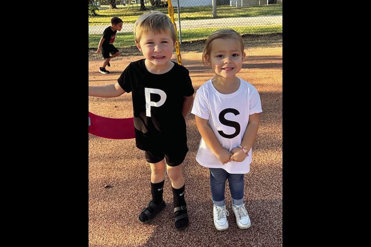 Kohen Spears and Reikyn Griffith participated in the Homecoming Spirit Week dressing on Tuesday in the Titan Twin Day category. Kohen as Pepper and Reikyn as Salt. They are students in the K-3 class at Emerson. Kohen is the son of Hunter and Heather and R