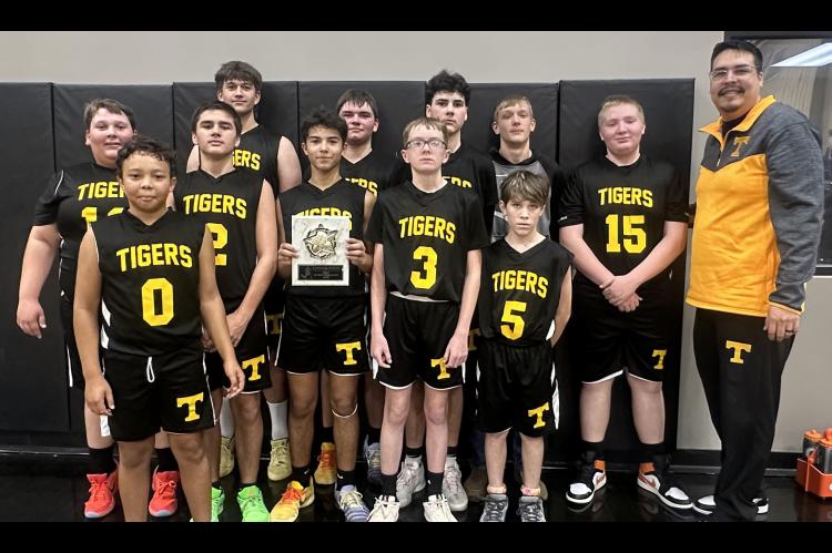 TUPELO JUNIOR HIGH BOYS- Jaxon Battles, Jayden Robinson, Colt Bastible, Brady Dailey, Josh Meek, Eli Sliger, Houston Reichle, Braylen Weller, Hayden Wheeler, Ruger Ellis, Thomas Cannon and Coach Frazier