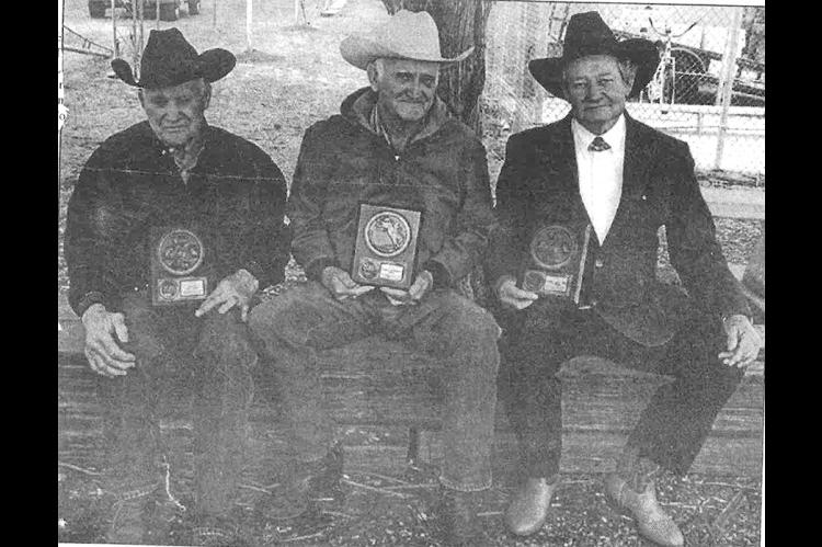 OLD TIMER COWBOY AWARDS - J.C. Ward, Bill Ward, and Johnny Cagle, from left, with the awards they were presented at the 24th Annual Red Doffin Old Timers Reunion.