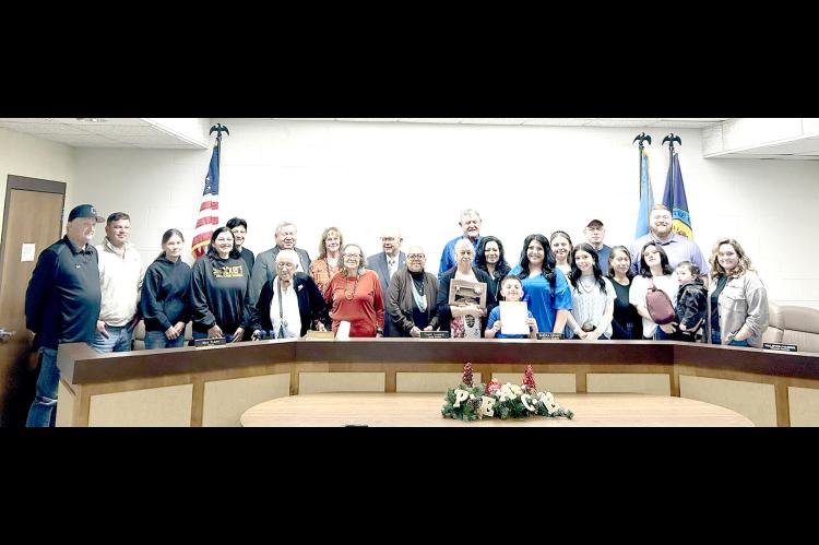 ON NOVEMBER 24, 2025 THE MAYOR, CITY MANAGER AND THE MEMBERS OF THE CITY COUNCIL PRESENTED A MEMORIAL RESOLUTION, a Key to the City and a Letter of Commendation from the office of Governor Stitt to Mr. Ozzy Robert’s wife and family in recognition of his