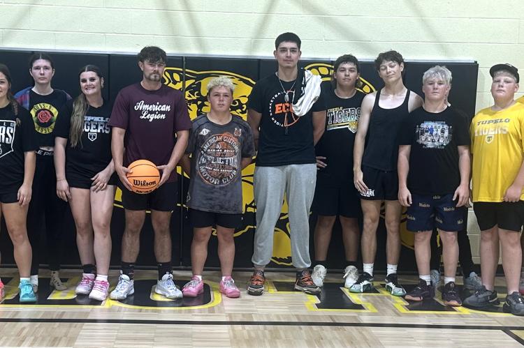 TUPELO BASKETBALL ALUMNI PLAYERS GATHERED FOR A GREAT GAME LAST WEEK! Pictured above are: Charlee Vance, Rebecca Curry, Katy Davis, Everly Airington, Kayle Watson, Bella Neal, Lainee Wafford, Cash Wafford, Kane Wilkerson, Jonny Parks, Jayden Ellis, Cal Vi