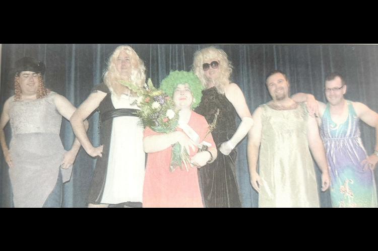 MR. CHS BEAUTY PAGEANT... The lovely contestants in the Mr. CHS Beauty Pageant were Jason “Jacie” Pinkston, John “Josie” Plunkett, Eddie”Betty” James (winner), Jack “Jackie” Ward, Scott “Scarlett” Doss, and Jacob “Jaquita” Ford.