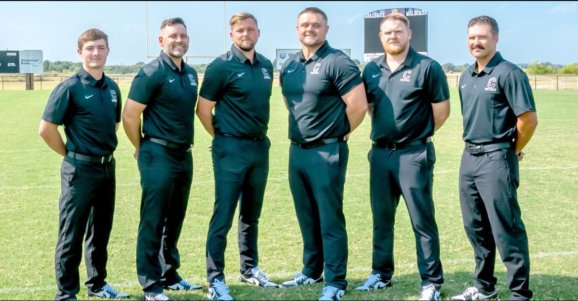MEET THE 2026 COALGATE WILDCAT FOOTBALL COACHES... Pictured above are: Jaxon McClennaham, Casey McCollum, Head Coach Zach Cater, Ty Watkins, Alex Brooks, Joseph Ward, not pictured Joe Avanzini