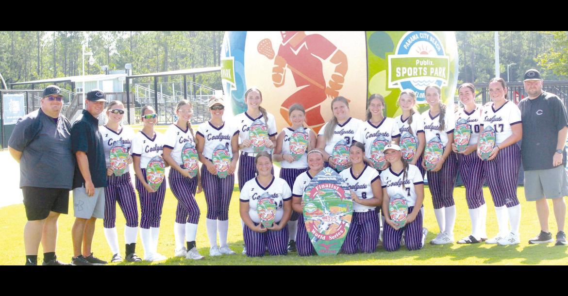 to compete in the USFA World Series. The Ladycats came home with a 3rd place finish for the second year in a row. Pictured back row: assistant Coach Tregg Goodson, assistant coach Michael Barnes, Bliss Battles, Dorothy Rogers, Hadley Traylor, Natalie DeLozier, Taytum Nelson, Madyson Williams, Harley Fortenberry, Taryen Vaughn, Jolee Lackey, Adrian Childers, Presley Humphreys, Morgan Lee, Head Coach Matt Benedict. Front row: Seniors Peyton Airington, Olivia Nelson, Jolie House, Rebecca Dailey.