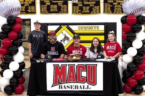 KIOWA HIGH SCHOOL SENIOR,  CASH CLIFFT,  HAS SIGNED HIS LETTER OF INTENT TO PLAY BASEBALL AT MID AMERICA CHRISTIAN UNIVERSITY (MACU) IN OKLAHOMA CITY WHILE CONTINUING HIS EDUCATION