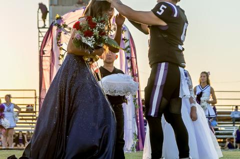 Friday night was full of amazing memories and moments that won’t soon be forgotten. None greater than the crowning of Coalgate’s 2025 Homecoming Queen, Kamryn Wilkinson, pictured above being crowned by Senior Wildcat running back, Kyler Woods.