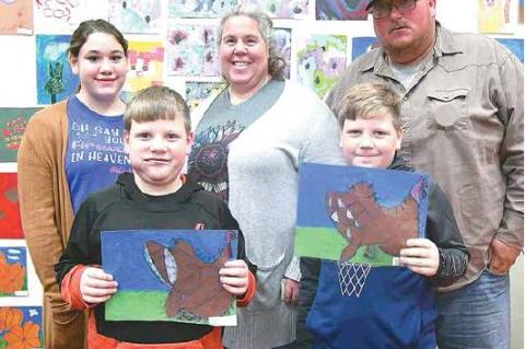 TUPELO ART SHOW — Amanda Daffern and Dustin Grigg’s children, Madyson, Wade and Wyatt, were exhibitors in the 2019 Art Show and Auction. Madyson is a high school freshman; her twin brothers are third graders.